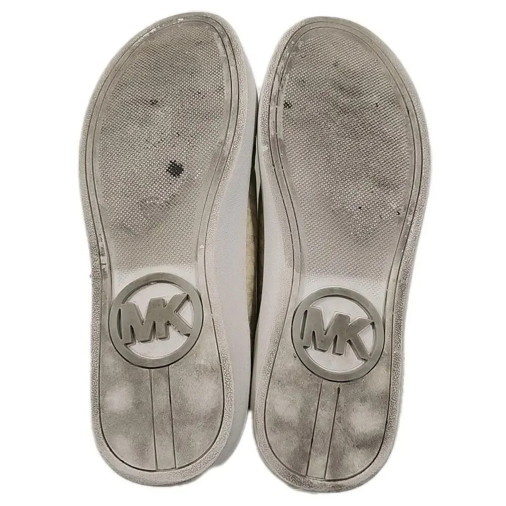 Michael Kors ~ Girls US Size 5Y ~Ivy Dee Vanilla Color Sneakers Shoes Logo.